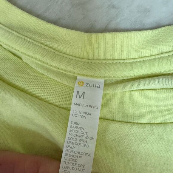 Zella Adjustable Ruched Pima Cotton T-Shirt size M in green finch - Picture 6 of 8